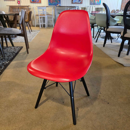 Red Acrylic Shell Black Leg Dining Chair