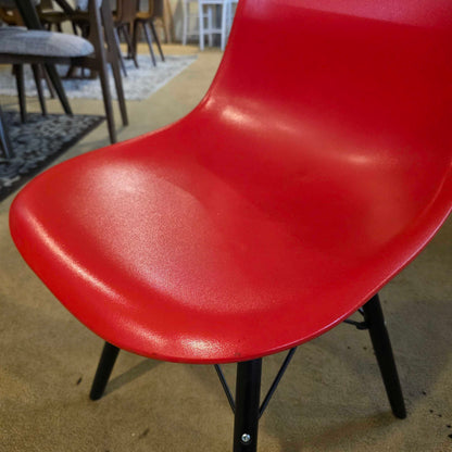 Red Acrylic Shell Black Leg Dining Chair