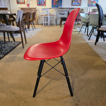 Red Acrylic Shell Black Leg Dining Chair
