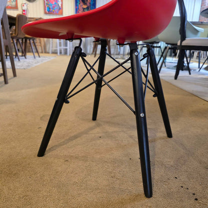 Red Acrylic Shell Black Leg Dining Chair