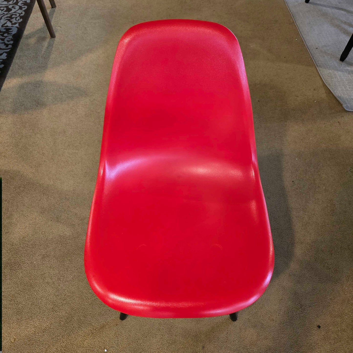 Red Acrylic Shell Black Leg Dining Chair