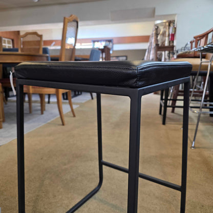 Room & Board Black Leather & Metal Counter Stools C STOOLS