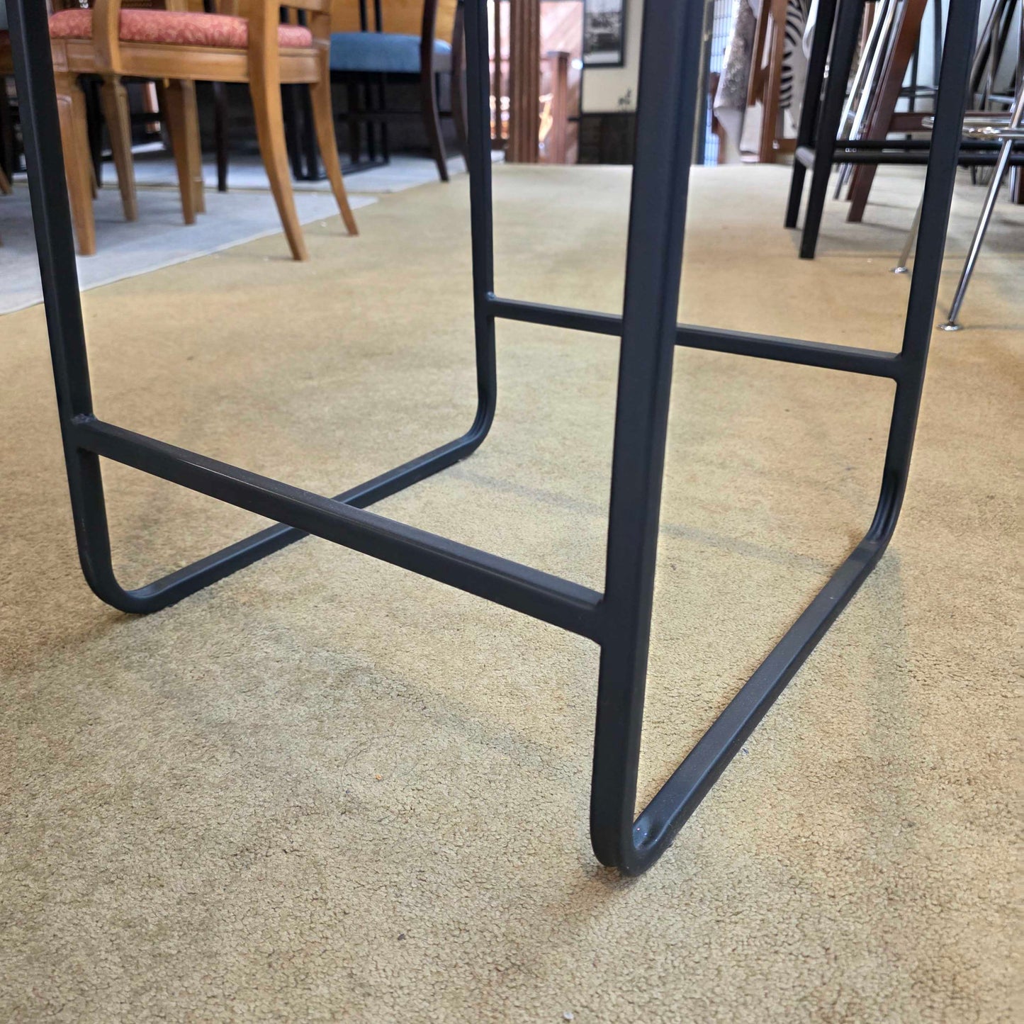 Room & Board Black Leather & Metal Counter Stools C STOOLS