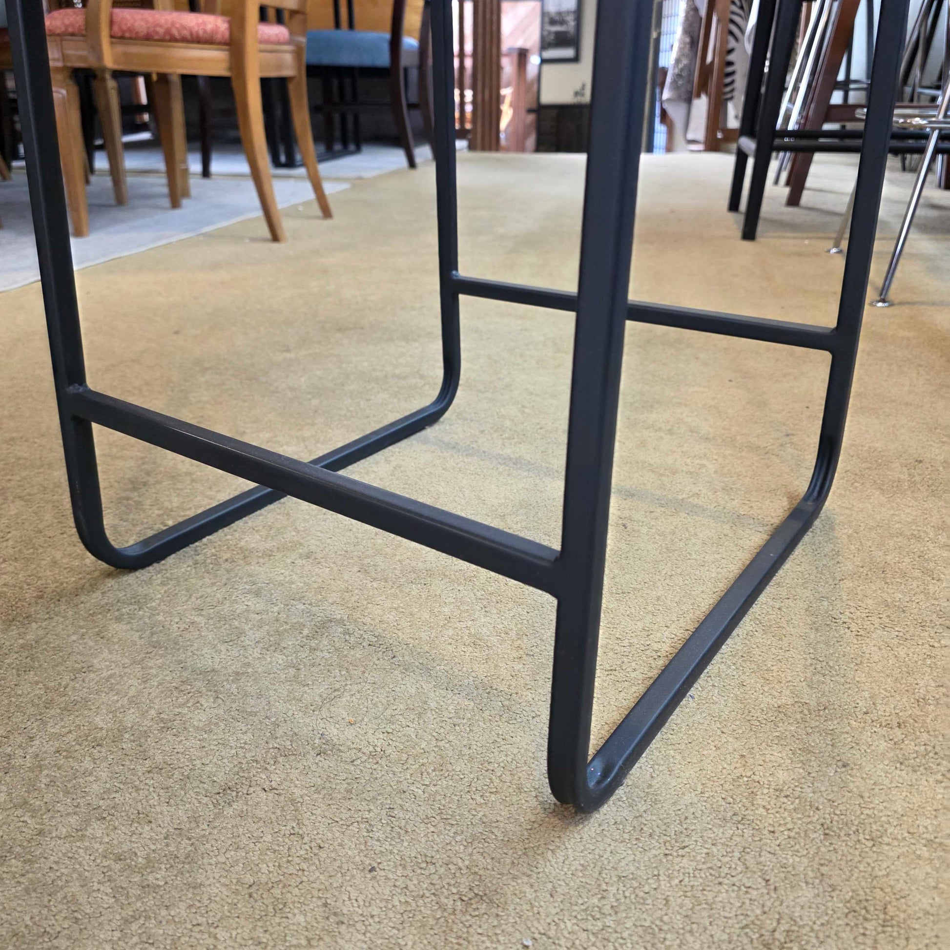 Room & Board Black Leather & Metal Counter Stools C STOOLS