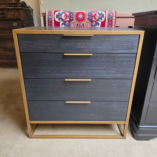 Black & Brass 4 Drawer Mid Height Dresser