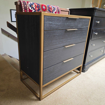 Black & Brass 4 Drawer Mid Height Dresser