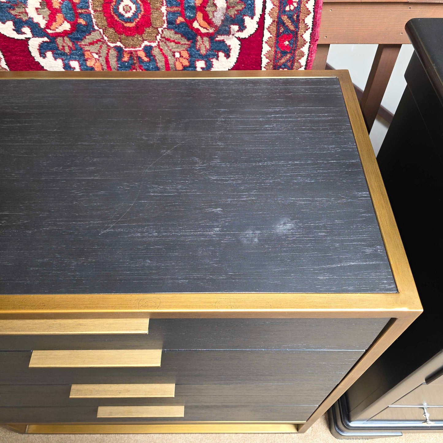 Black & Brass 4 Drawer Mid Height Dresser