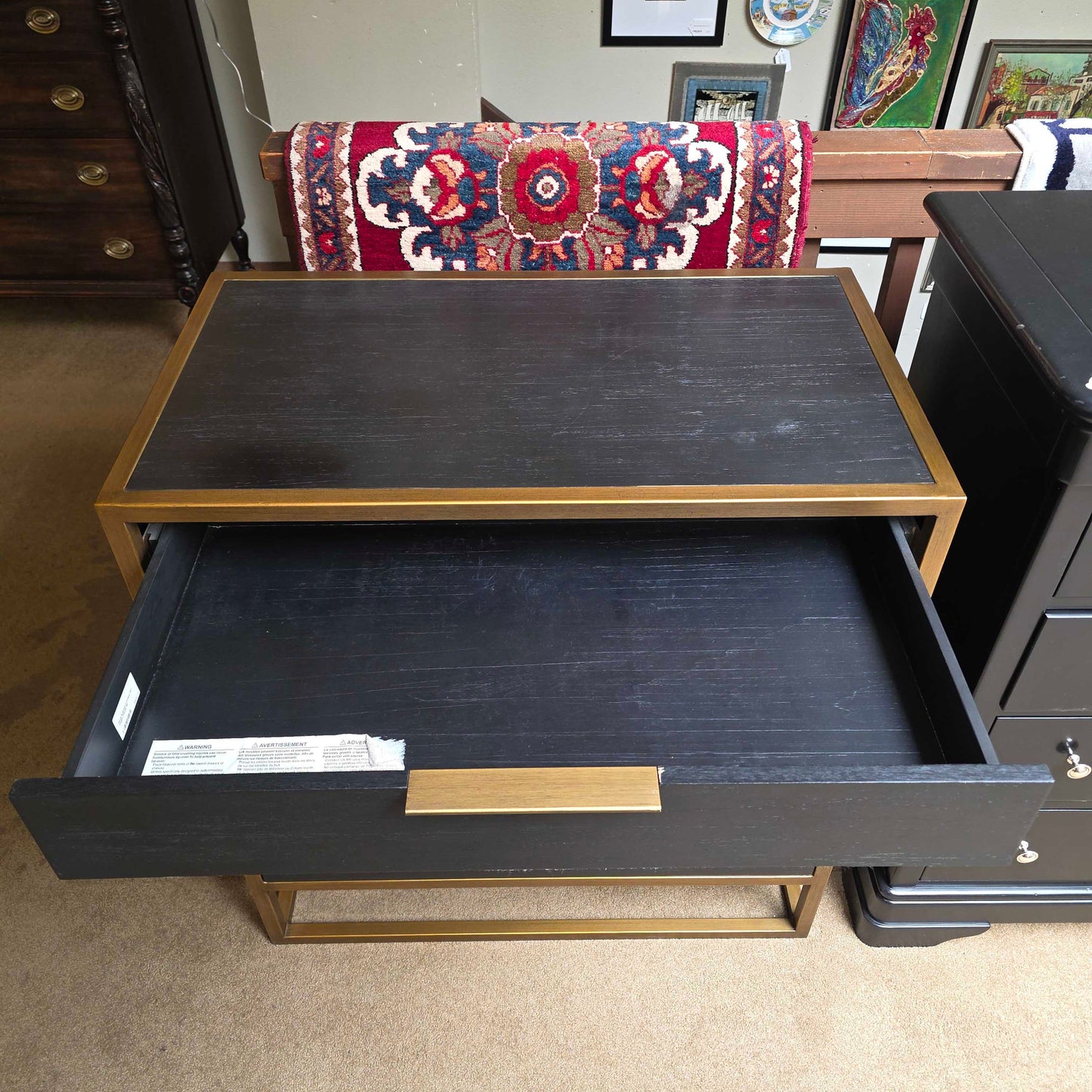 Black & Brass 4 Drawer Mid Height Dresser