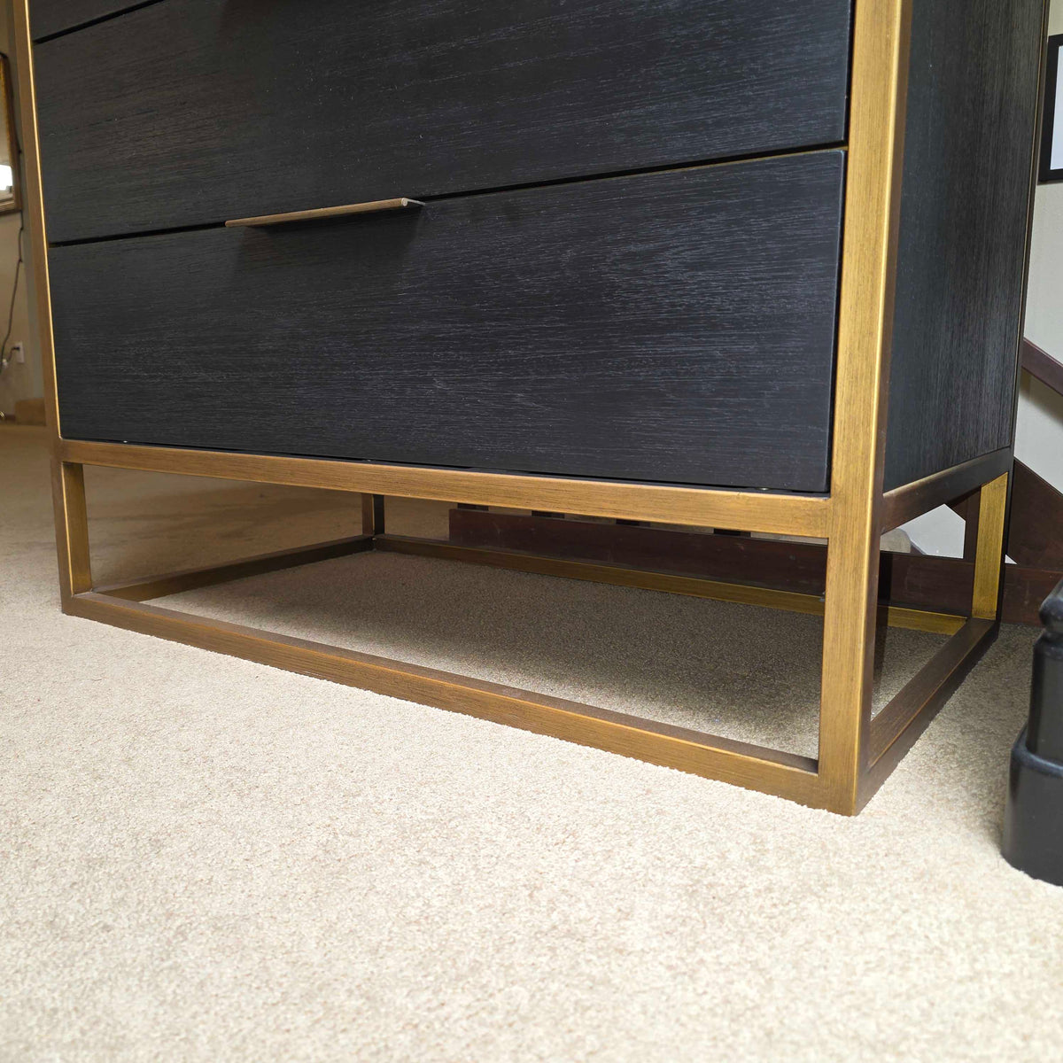 Black & Brass 4 Drawer Mid Height Dresser