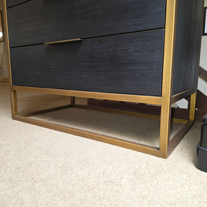 Black & Brass 4 Drawer Mid Height Dresser