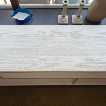 AS IS Bleached Wood Finish Open Cube Media Console