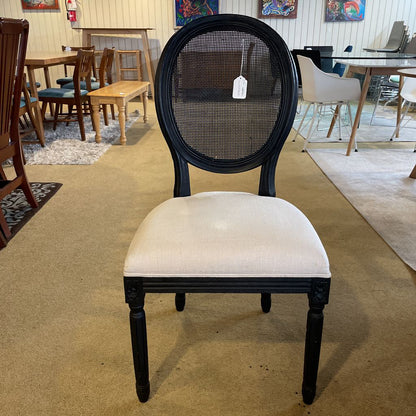 AS IS Black Cane Back & Cream Dining Chairs set of 4