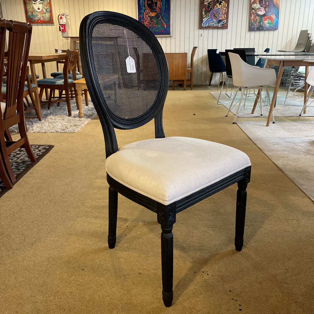 AS IS Black Cane Back & Cream Dining Chairs set of 4