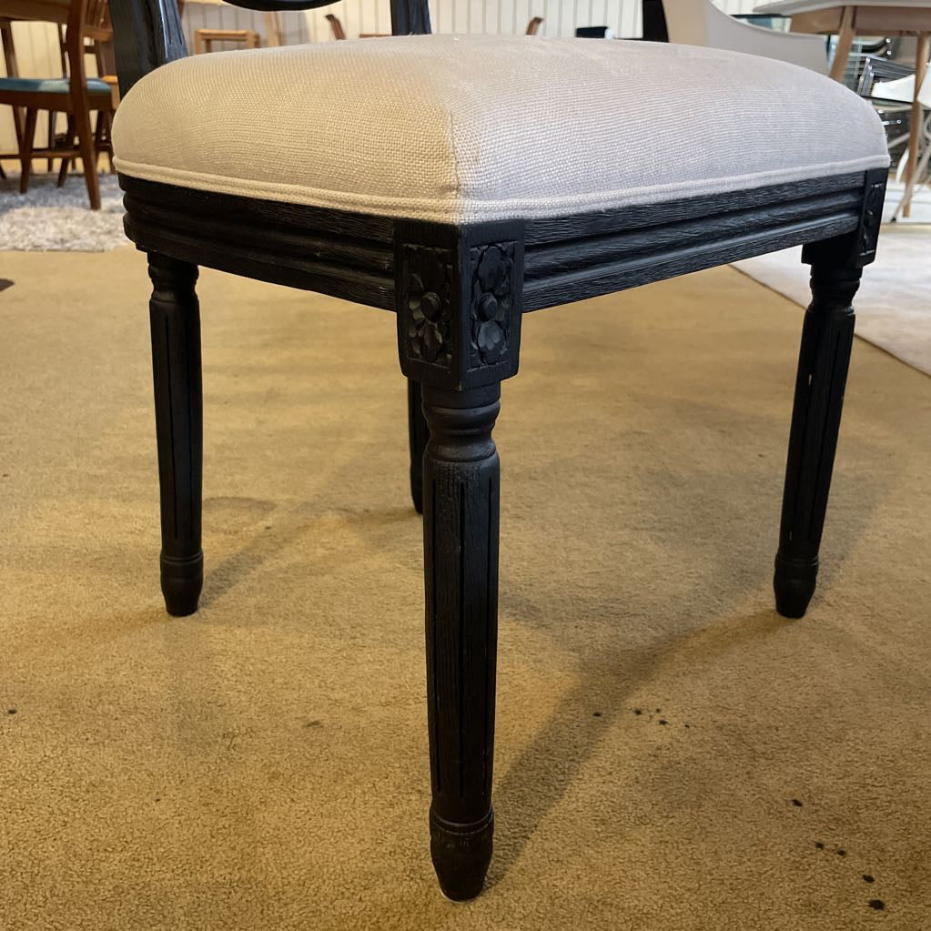 AS IS Black Cane Back & Cream Dining Chairs set of 4