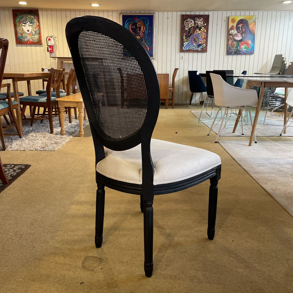 AS IS Black Cane Back & Cream Dining Chairs set of 4