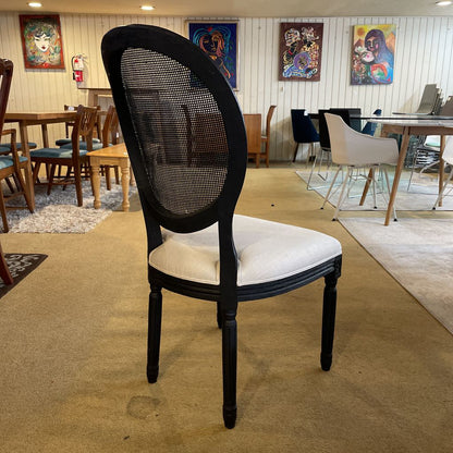 AS IS Black Cane Back & Cream Dining Chairs set of 4