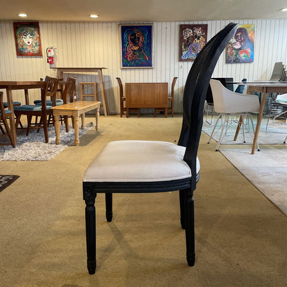 AS IS Black Cane Back & Cream Dining Chairs set of 4