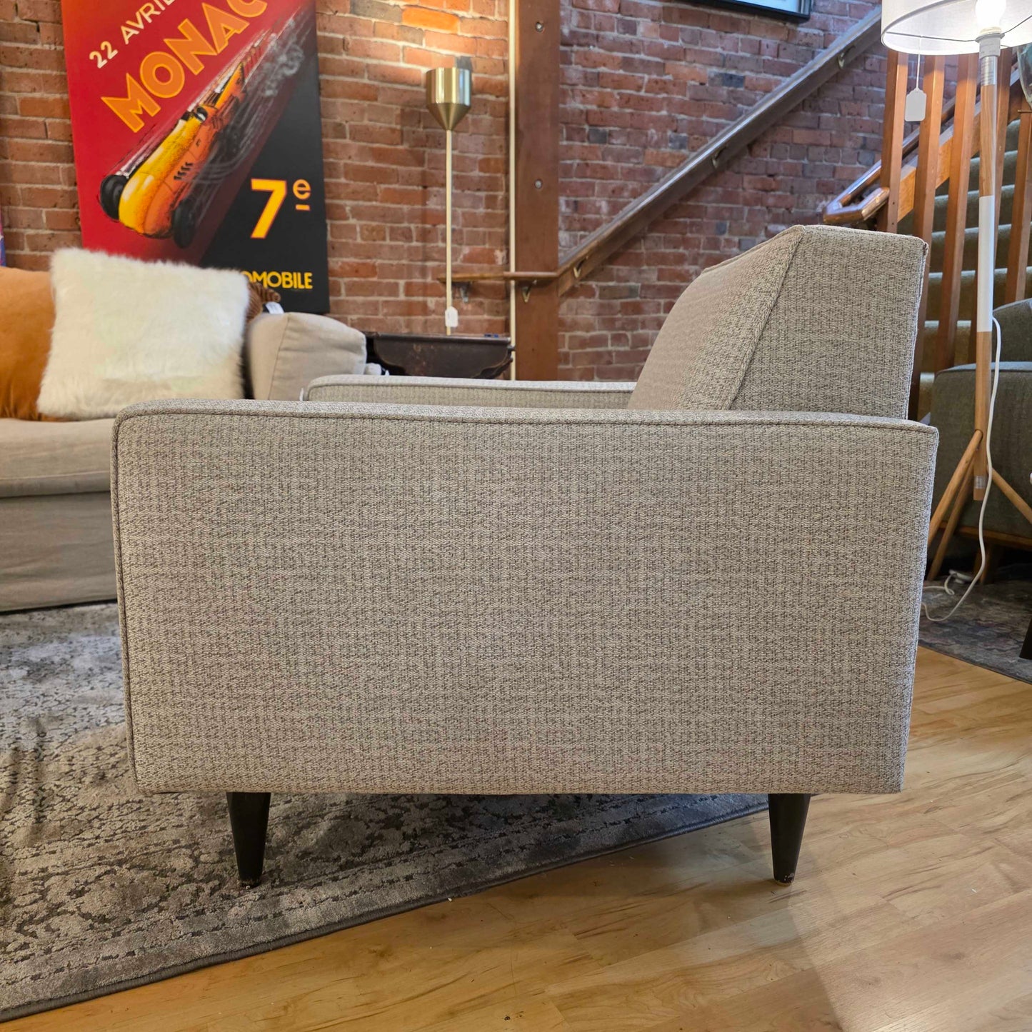AS IS Room & Board Silver MCM Style Button Accent Chair