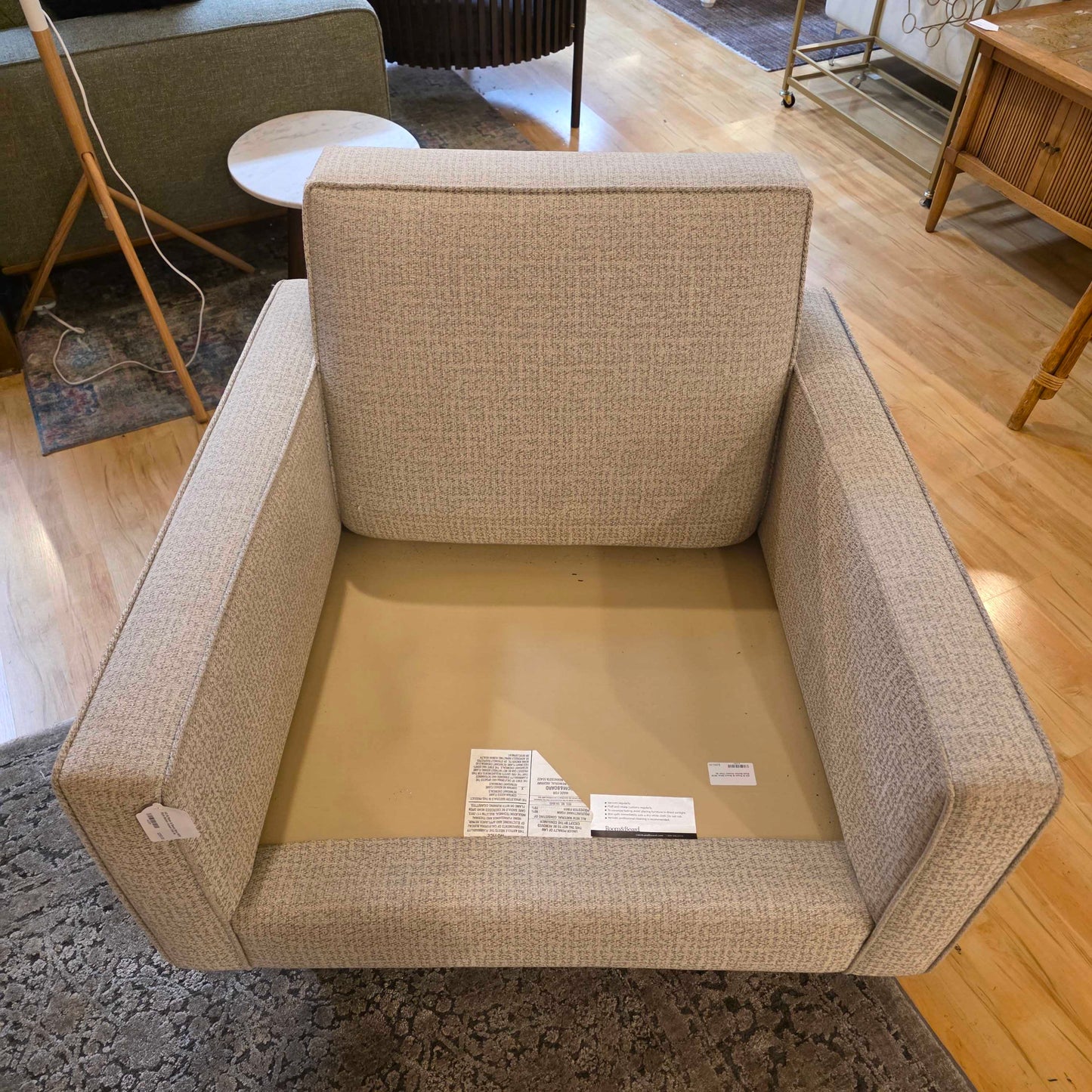 AS IS Room & Board Silver MCM Style Button Accent Chair