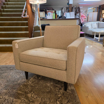 AS IS Room & Board Silver MCM Style Button Accent Chair