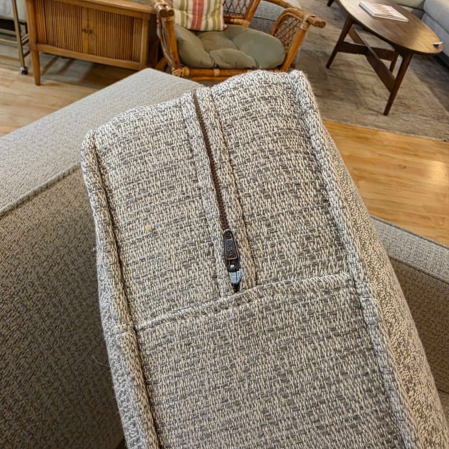 AS IS Room & Board Silver MCM Style Button Accent Chair