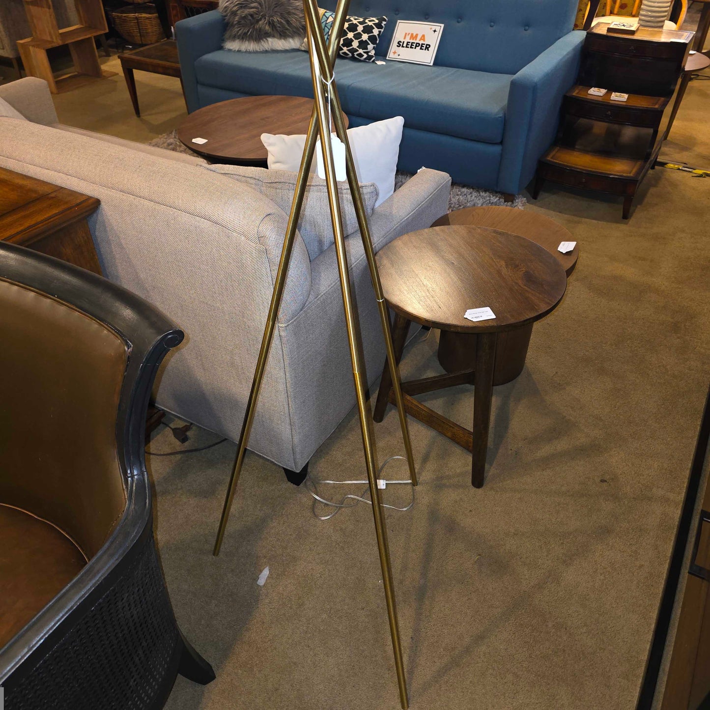 West Elm MC Brass Cross Leg Floor Lamp