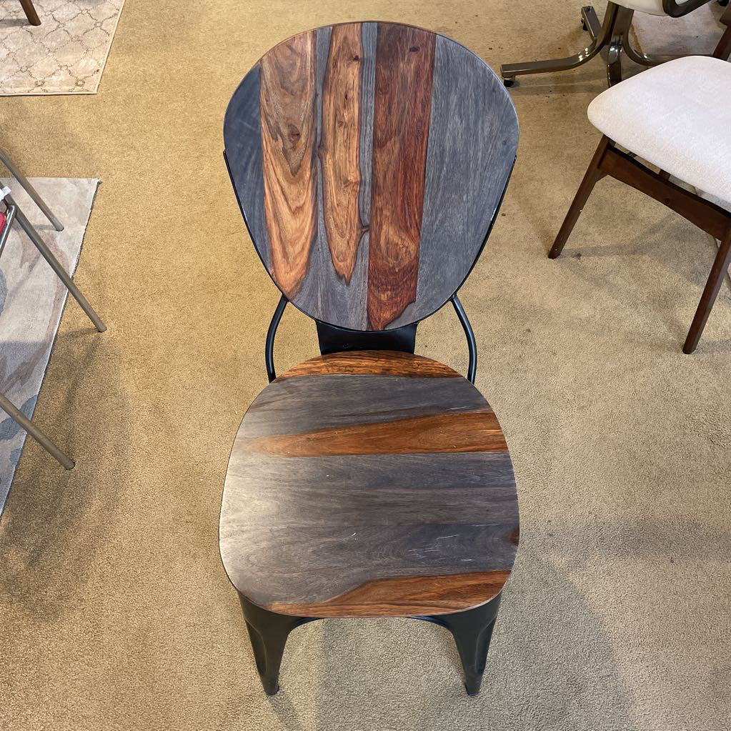 AS IS Two Tone Wood & Metal Dining Chair