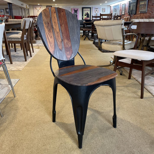 AS IS Two Tone Wood & Metal Dining Chair C DINING CHAIRS
