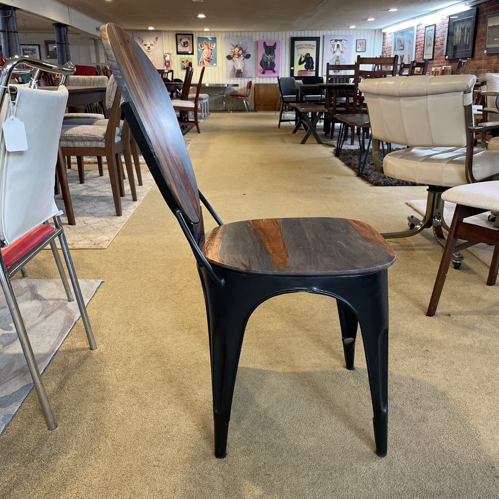 AS IS Two Tone Wood & Metal Dining Chair