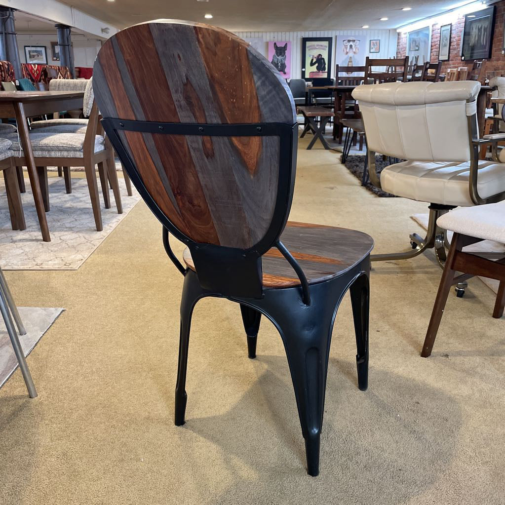 AS IS Two Tone Wood & Metal Dining Chair