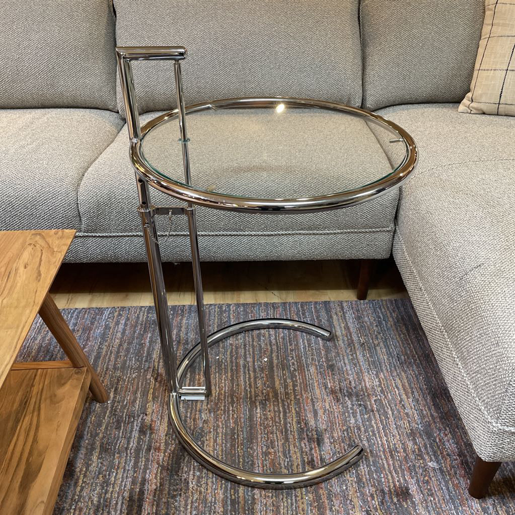 Eileen Gray Glass & Chrome End Table