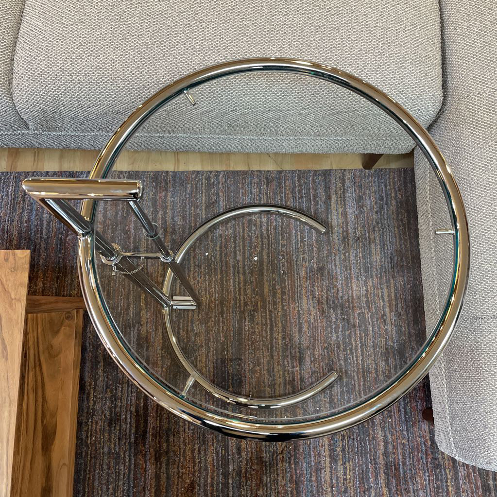 Eileen Gray Glass & Chrome End Table