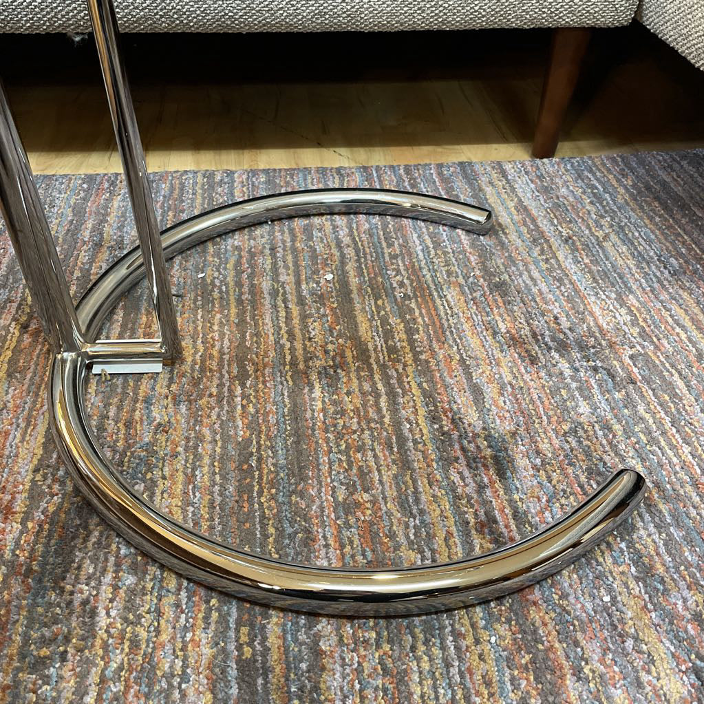 Eileen Gray Glass & Chrome End Table