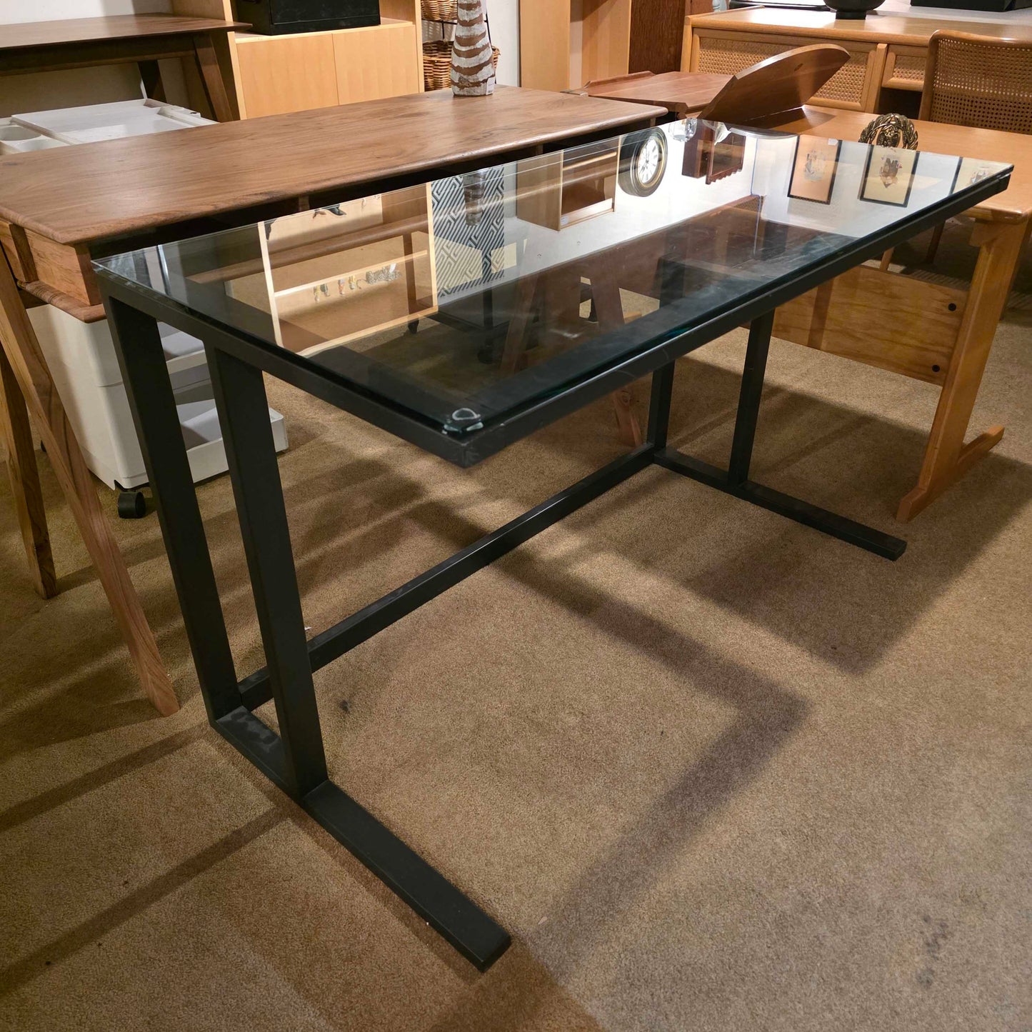 Crate & Barrel Metal & Glass Desk