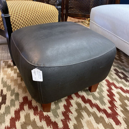 Dark Italian Leather Square Ottoman U OTTOMANS