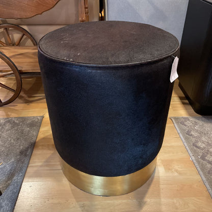 Arteriors Cowhide Round Ottoman w Gold Base U OTTOMANS