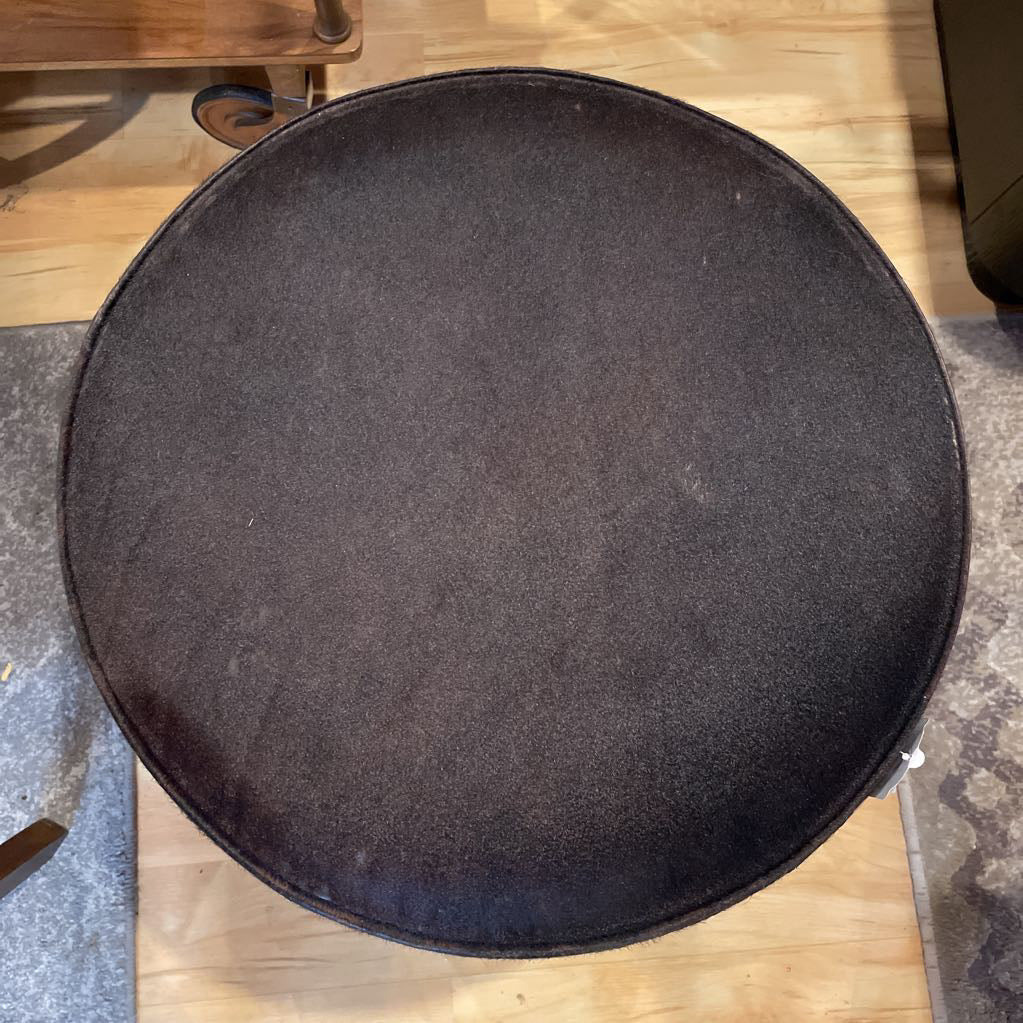 Arteriors Cowhide Round Ottoman w Gold Base U OTTOMANS