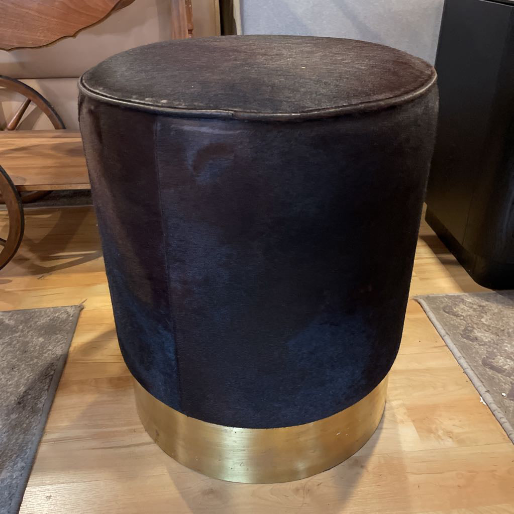 Arteriors Cowhide Round Ottoman w Gold Base U OTTOMANS