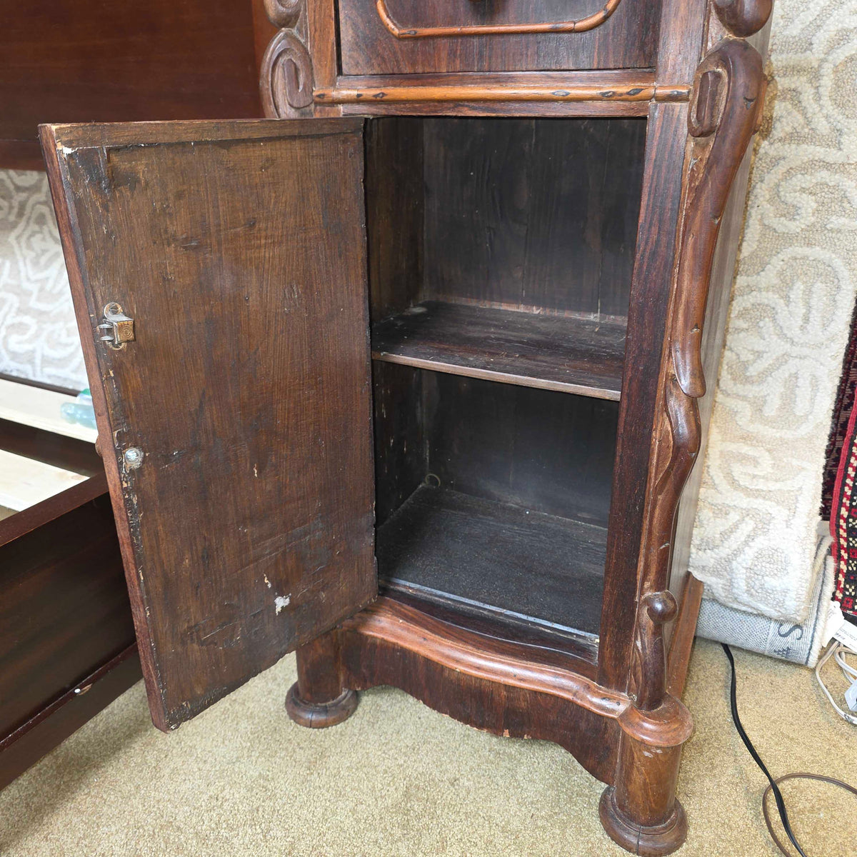 Italian Marble Top 1 drawer 1 Door Nightstand