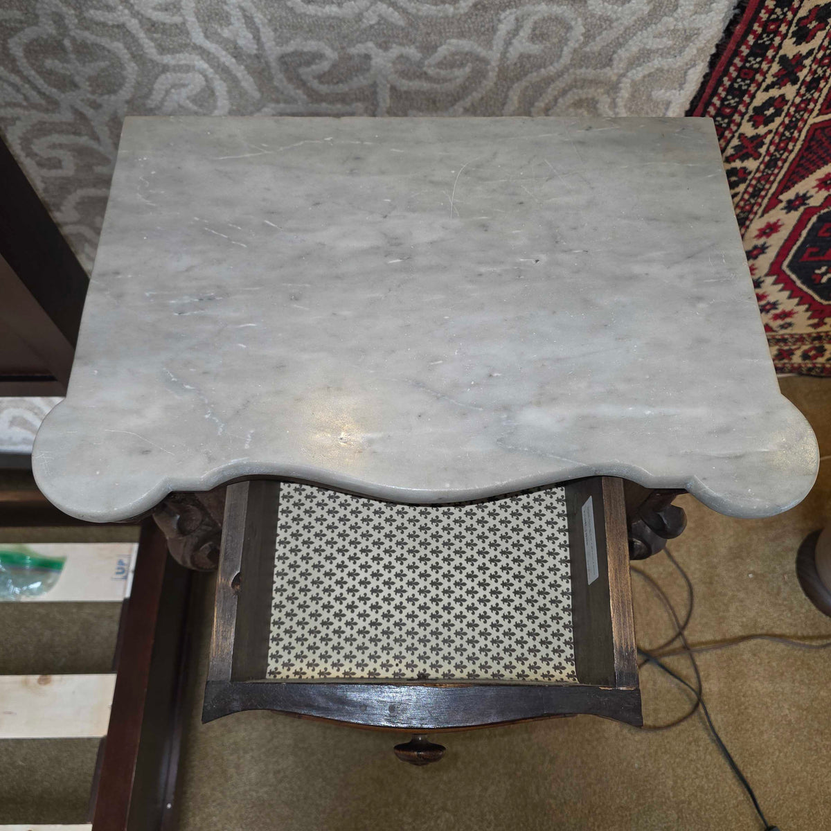 Italian Marble Top 1 drawer 1 Door Nightstand