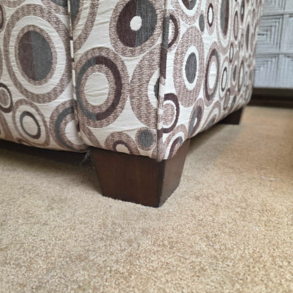 Cream and Brown Circle Pattern Manual Recliner Chair