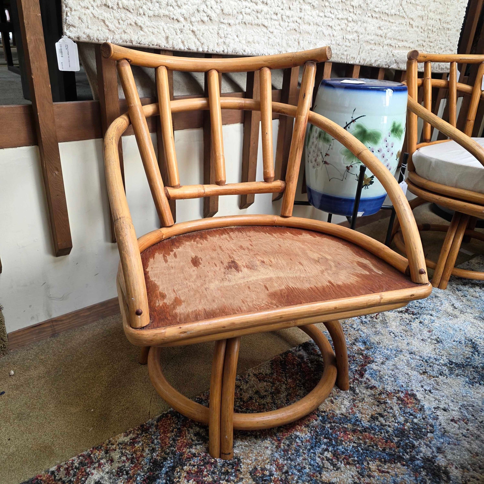 MC Bent Rattan Swivel Chairs set of 4 U ACCENT CHAIRS