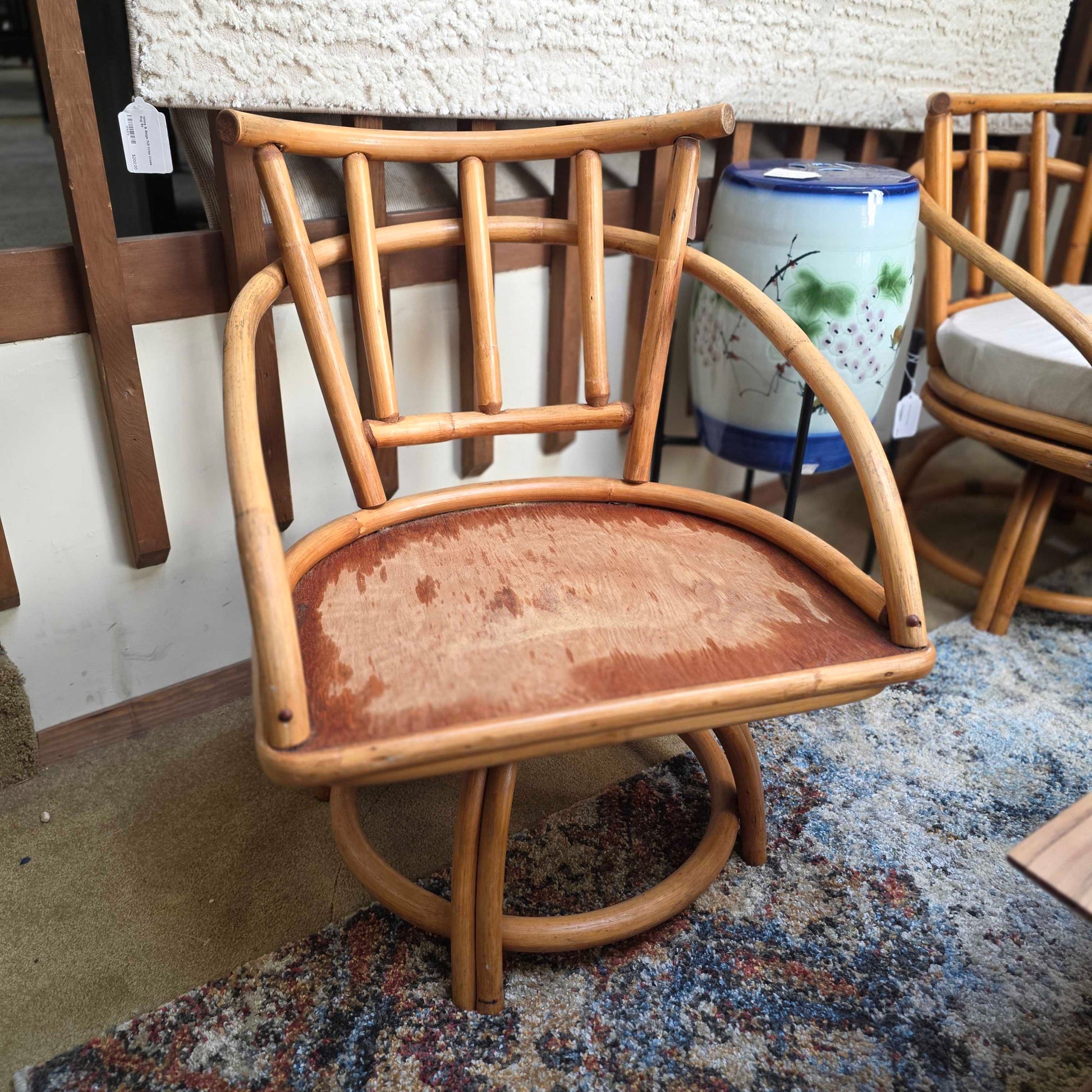 MC Bent Rattan Swivel Chairs set of 4 U ACCENT CHAIRS
