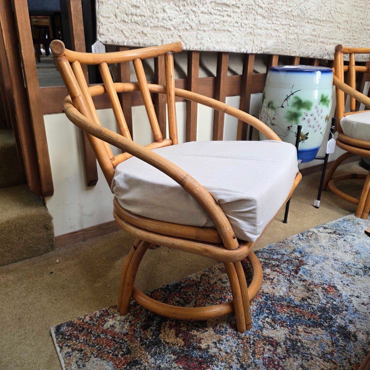 MC Bent Rattan Swivel Chairs set of 4 U ACCENT CHAIRS