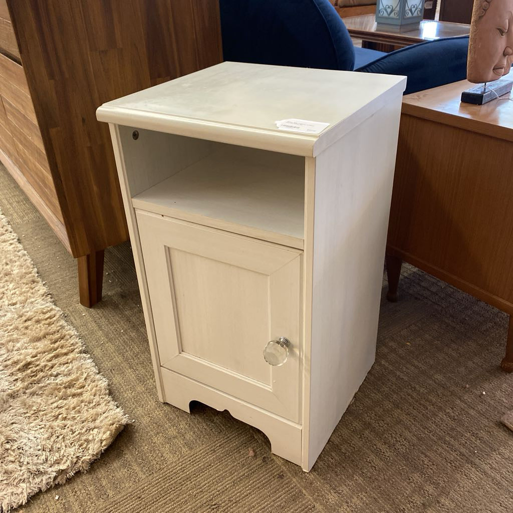 White Side Cabinet w/Faux Crystal Knob
