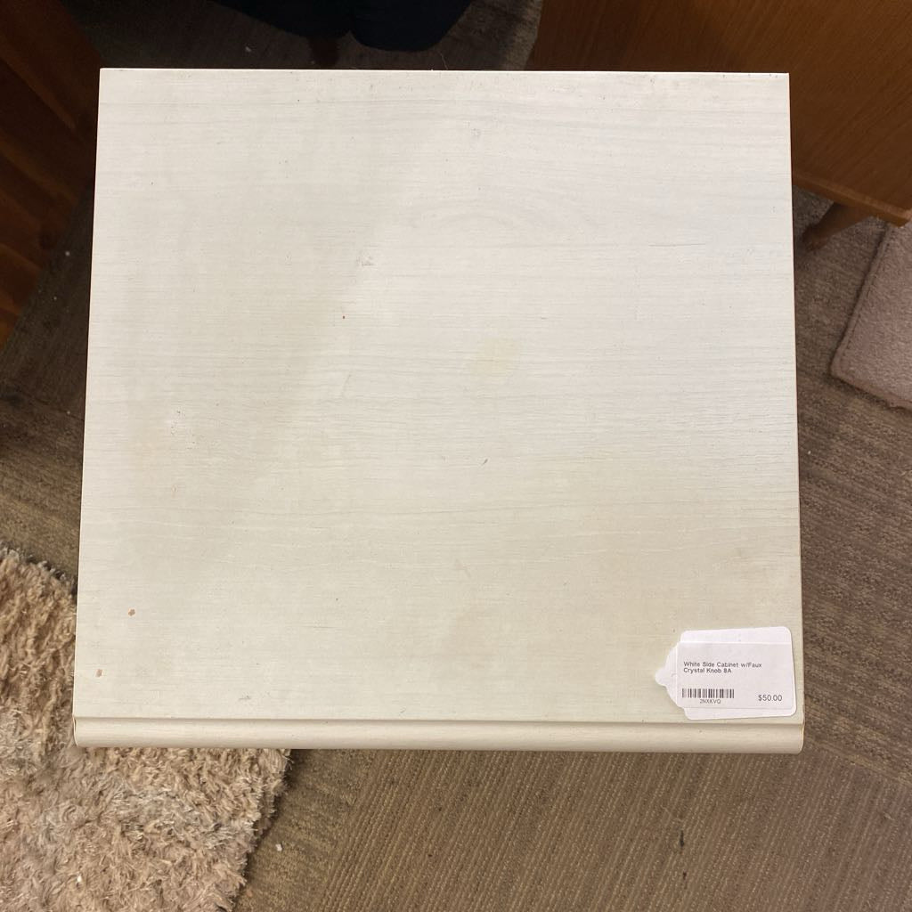 White Side Cabinet w/Faux Crystal Knob