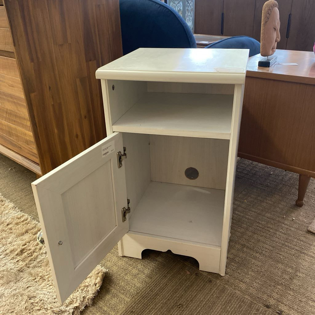White Side Cabinet w/Faux Crystal Knob