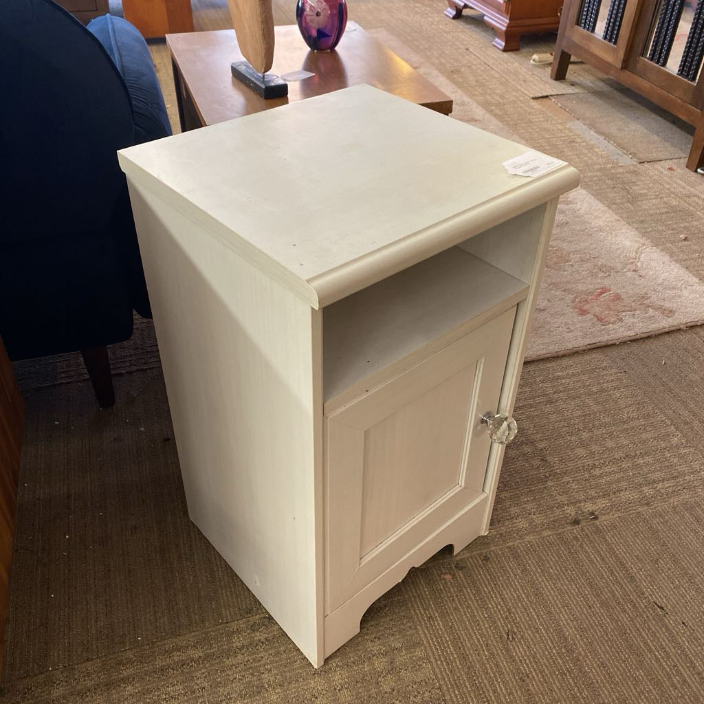 White Side Cabinet w/Faux Crystal Knob