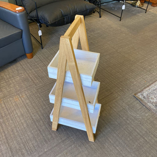 Whitewash Wood Three Tier Organizer