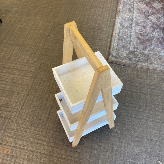 Whitewash Wood Three Tier Organizer
